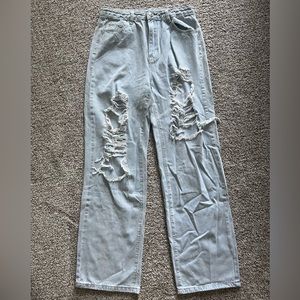 Shein Light Wash Ripped Jeans